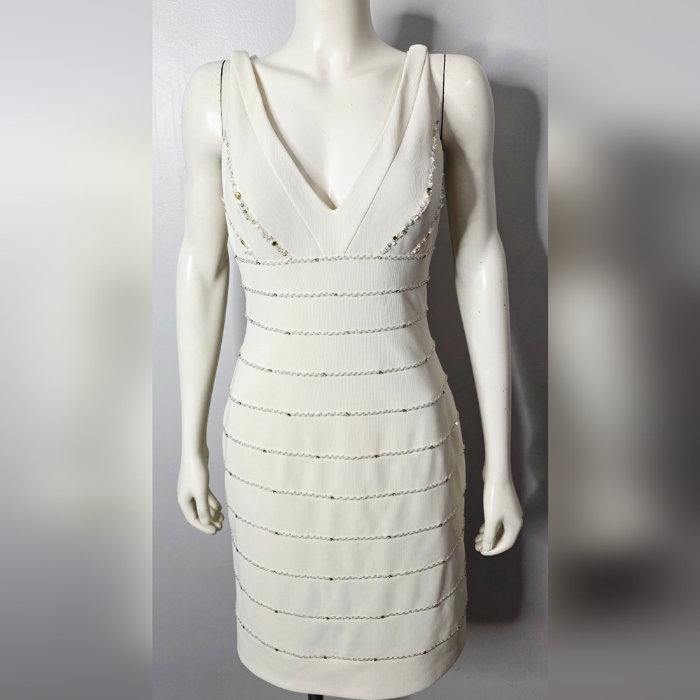 Pronovias Off White Beaded Modern Bridal/Cocktail Dress